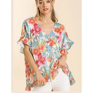 Umgee Floral Multicolor Blouse